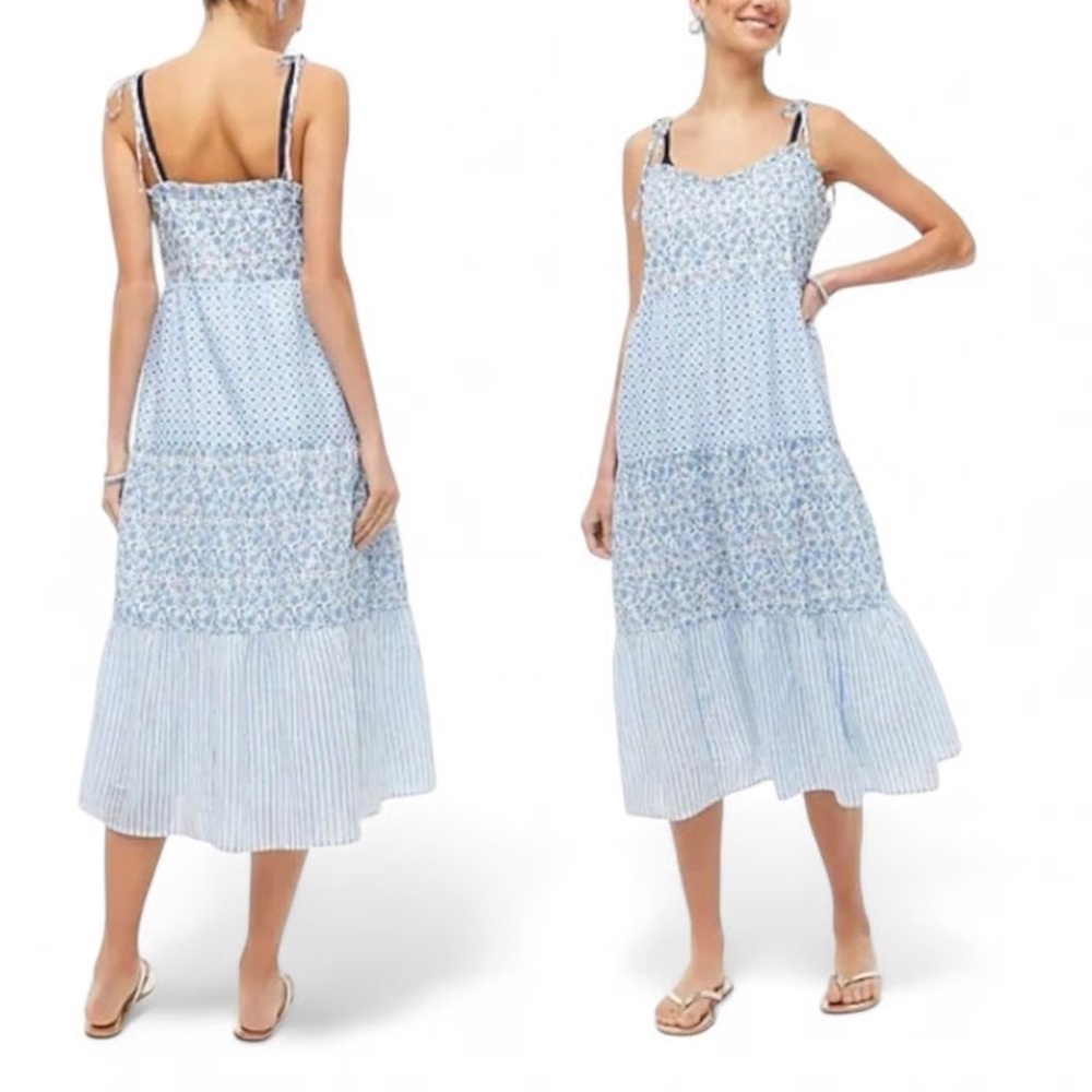 J. Crew Blue Print Tie Strap Maxi Dress, Size XXL, New with Tags
